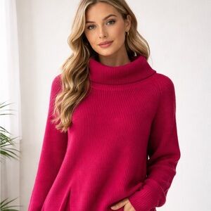 Tahari Fuchsia Cowl Neck Sweater